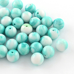 Honeyhandy Opaque Acrylic Beads, Round, Turquoise, 8mm, Hole: 1.5mm, about 1800pcs/500g