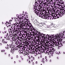 ARRICRAFT Glass Bugle Beads, Seed Beads, Metallic Colours, Baking Paint, Round Hole, Medium Orchid, 1.5~2x1~2mm, Hole: 0.8mm, about 8000pcs/bag, about 1pound/bag