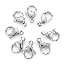 Honeyhandy 304 Stainless Steel Lobster Claw Clasps, Parrot Trigger Clasps, Manual Polishing, Stainless Steel Color, 13x8x4mm, Hole: 1.5mm