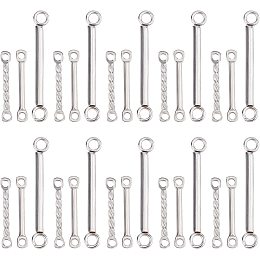 DICOSMETIC 150Pcs 3 Styles Stainless Steel Rectangle Connectors with 2 Holes Column Links Twist Links Metal Jewelry Connectors for DIY Jewelry Making Craft,Hole:1.2mm