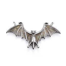 Honeyhandy 316 Surgical Stainless Steel Pendants, Bat, Antique Silver, 24.5x46x5.5mm, Hole: 2mm