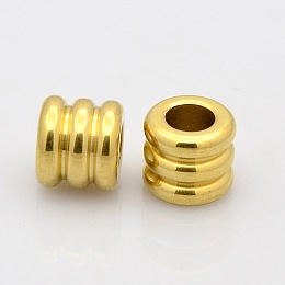 Honeyhandy Column 304 Stainless Steel European Beads, Large Hole Beads, Golden, 9x8mm, Hole: 4.5mm