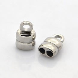 Honeyhandy 304 Stainless Steel Cord Ends, End Caps, Stainless Steel Color, 14x8x6mm, Hole: 3mm