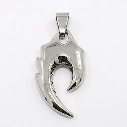 Honeyhandy Retro Men's 304 Stainless Steel Big Tribal Sign Pendants, Stainless Steel Color, 45x25x7mm, Hole: 6x10mm