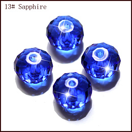 Honeyhandy Imitation Austrian Crystal Beads, Grade AAA, Faceted, Rondelle, Blue, 6x4mm, Hole: 0.7~0.9mm