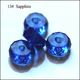 Honeyhandy Imitation Austrian Crystal Beads, Grade AAA, Faceted, Flat Round, Blue, 8x3.5mm, Hole: 0.9~1mm