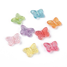 Arricraft Transparent Acrylic Beads, AB Color Plated, Butterfly, Mixed Color, 11x14x3.5mm, Hole: 1.6mm, about 1920pcs/500g