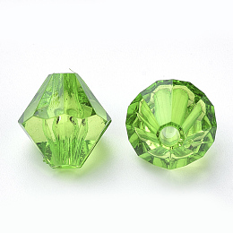 Honeyhandy Transparent Acrylic Beads, Bicone, Lime Green, 6x5.5mm, Hole: 1.5mm, about 6120pcs/500g