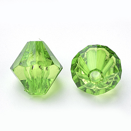 Honeyhandy Transparent Acrylic Beads, Bicone, Lime Green, 8x7.5mm, Hole: 2mm, about 2640pcs/500g