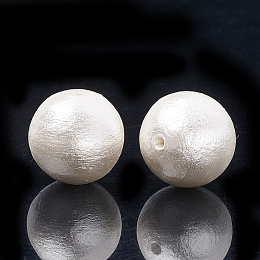 Honeyhandy Compressed Cotton Pearl Beads, Eco-Friendly, Dyed, Round, White, 6mm, Hole: 1.2mm