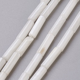 Honeyhandy Freshwater Shell Beads Strands, Column, White, 13x4mm, Hole: 0.5~1mm, about 30pcs/strand, 15 inch(38.1cm)