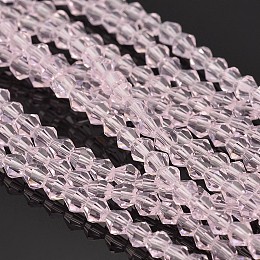 Honeyhandy Bicone Glass Beads Strands, Faceted, Pearl Pink, 4x4mm, Hole: 1mm, about 92~96pcs/strand, 13.78~14.37 inch