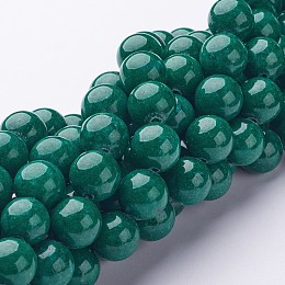 Honeyhandy Natural Mashan Jade Round Beads Strands, Dyed, Dark Green, 10mm, Hole: 1mm, about 41pcs/strand, 15.7 inch