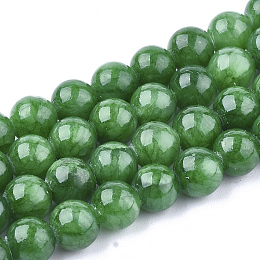 Honeyhandy Natural Dyed Yellow Jade Gemstone Bead Strands, Round, Green, 10mm, Hole: 1mm, about 40pcs/strand, 15.7 inch