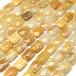 Honeyhandy Faceted Rectangle Yellow Jade Beads Strands, 16x12~13x5~6mm, Hole: 1mm, about 13pcs/strand, 8.26 inch