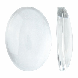 Honeyhandy Transparent Oval Glass Cabochons, Clear, 18x13x4~5mm