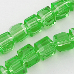 Honeyhandy Glass Bead Strands, Faceted, Cube, Lime Green, 6x6x6mm, Hole: 1mm, about 100pcs/strand, 22 inch