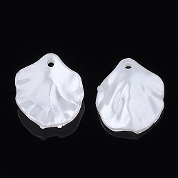 Honeyhandy ABS Plastic Imitation Pearl Pendants, Petal, Creamy White, 17x15x4.5mm, Hole: 1.5mm