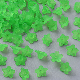 Honeyhandy Transparent Acrylic Beads, Flower, Frosted, Dark Sea Green, 10x5mm, Hole: 1mm, about 420pcs/50g