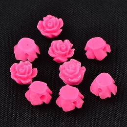 Honeyhandy Resin Beads, Flower, Magenta, 6x4mm, Hole: 1mm