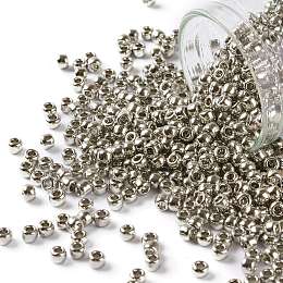 TOHO Round Seed Beads, Japanese Seed Beads, (713) Silver Metallic, 8/0, 3mm, Hole: 1mm, about 222pcs/10g