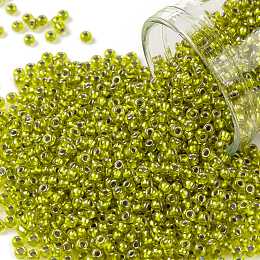 TOHO Round Seed Beads, Japanese Seed Beads, (1013) Silver Lined Peridot Luster, 11/0, 2.2mm, Hole: 0.8mm, about 1110pcs/10g