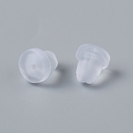 Honeyhandy Silicone Ear Nuts, Earring Backs, for Stud Earring Making, White, 6x5mm, Hole: 0.7~1.2mm, 1000pcs/box