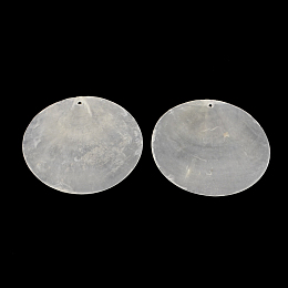 Honeyhandy Flat Round Capiz Shell Big Pendants, WhiteSmoke, 60x1mm, Hole: 2mm