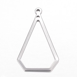 Honeyhandy 304 Stainless Steel Open Pendants, Teardrop, Stainless Steel Color, 39x23x1mm, Hole: 1.8mm