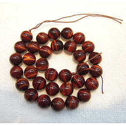 Honeyhandy Natural Gemstone Beads, Round, Tiger Eye, Dyed & Heated, Grade A, Red, about 10mm in diameter, hole: about 1mm, 40pcs/strand