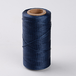 Honeyhandy Flat Waxed Polyester Cords, Marine Blue, 1x0.3mm, about 284.33 yards(260m)/roll