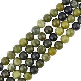 PandaHall Elite 10 Strands 8mm Natural Taiwan Jade Gemstone Undyed Round Loose Stone Beads for Jewelry Making 16", OliveGreen (500~470pcs)