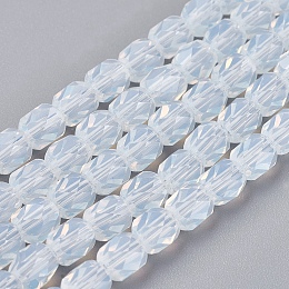 Arricraft Opalite Beads Strands, Faceted, Cube, White, 6x6x6mm, Hole: 1mm, about 71pcs/strand, 16.5 inches