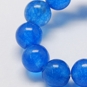 Honeyhandy Natural Jade Bead Strands, Dyed, Round, Royal Blue, 8mm, Hole: 1mm, about 48pcs/strand, 14.9 inch