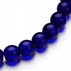 Honeyhandy Glass Round Bead Strands, Midnight Blue, 8mm, Hole: 1mm, about 40pcs/strand, 11 inch