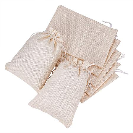BENECREAT 25PCS Burlap Bags with Drawstring Gift Bags Jewelry Pouch for Wedding Party Treat and DIY Craft - 7 x 5 Inch, Cream