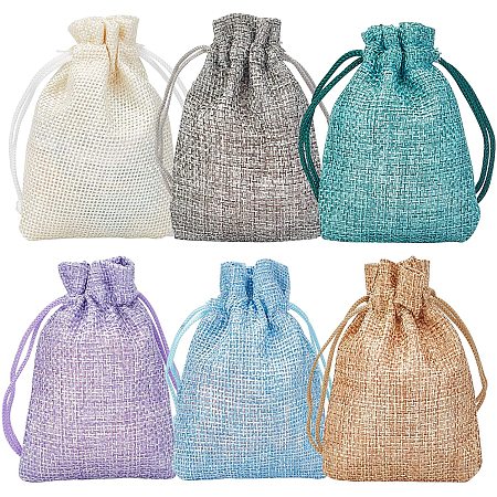 BENECREAT 30Pack 6 Color Small Burlap Bags with Drawstring Gift Bags Jewelry Pouch for Valentine's Day, Wedding Party and DIY Craft Packing, 3.5 x 2.7 Inch