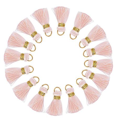 ARRICRAFT 100 Pcs Nylon Cord Tassel Pendant Decoration with Brass Golden Jump Ring 26.5x5mm for Key Chain Cellphone Straps DIY Jewelry Accessories Pink