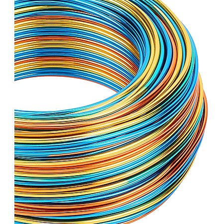 BENECREAT Multicolor Jewelry Craft Aluminum Wire (12 Gauge, 180 Feet) Bendable Metal Wire for Jewelry Beading Craft Project - Yellow, Orange, Blue