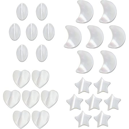 NBEADS 40 Pcs 4 Styles Natural Shell Beads Mother of Pearl Shell Beads, Star/Moon/Oval/Heart Shape Shell Beads Seashells Craft Charms for Bracelet Necklace DIY Jewelry Making
