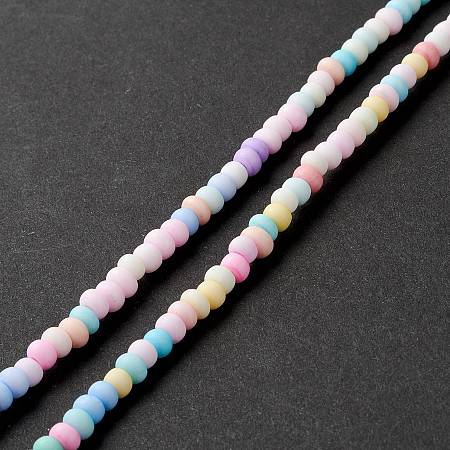 Honeyhandy Handmade Lampwork Beads Strand, Spray Painted, Rondelle, Mixed Color, 4~4.5x2.5~3mm, Hole: 1.2mm, about 136pcs/strand, 14.96 inch(38cm)
