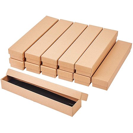 NBEADS 12 Pcs Kraft Paper Box Cardboard Jewelry Boxes Bracelet Box for Necklaces, Earrings and Rings, Rectangle, 21x4.5x3.1cm