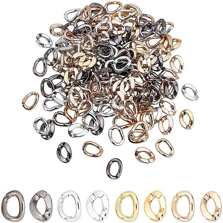 Pandahall Elite 8 Styles Plastic Linking Rings 160pcs Twist Linking Rings Curb Chains Connectors Open Linking Chain Rings for Chunky Necklace Eyeglass Chain Jewerly Making Purse Chain, 29~30mm Long