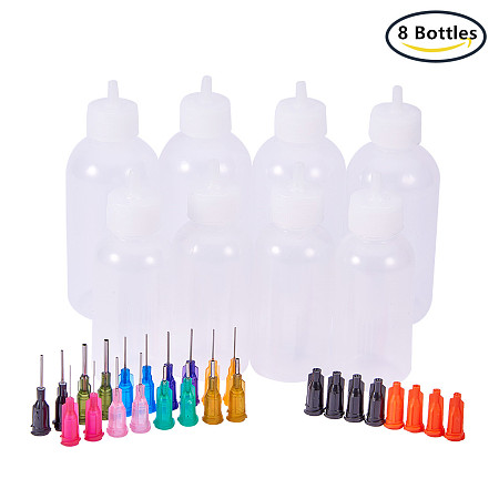 BENECREAT Multi Purpose DIY Precision Tip Applicator Bottles Set - 8 1  Ounce/1.7 Ounce Bottles, 18 Tips, 8 Caps - DIY Quilling, Glue Applicator,  Oiler Bottle 