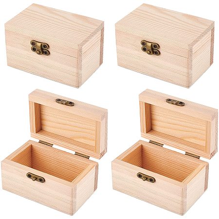 Unfinished Wooden Box with Rectangle Keepsake Box Clasp Wood Box