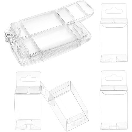NBEADS 50 Pcs Hanging Transparent Gift Boxes, 1.67x1.67x3.4 Clear Candy Box Clear Packaging Box Clear Container Party Favor Boxes for Shower Candy Chocolate Christmas Wedding Party Ornaments Gifts
