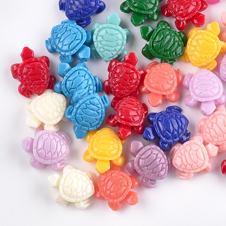ARRICRAFT Synthetic Coral Beads, Dyed, Sea Turtle, Mixed Color, 12x10x5.5mm, Hole: 1.2mm