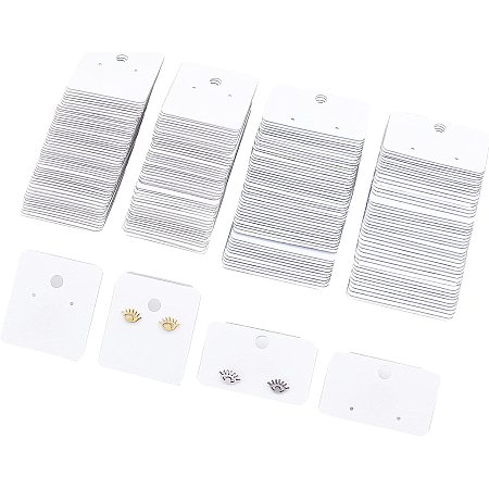 FINGERINSPIRE 200 Pcs Hanging Earring Cards with Hook Groove Plastic 2 Holes Earrings Display Hanging Cards 2 Style White Earring Tags Bulk Earrings Holder for Jewelry Accessory Display Store Selling
