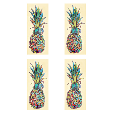 SUPERFINDINGS 4Sheet Pineapple PVC Stickers, Waterproof Car Decal, for Cars Motorbikes Luggages Skateboard Decor, Colorful, 128.5x49x0.5mm, 4sheet