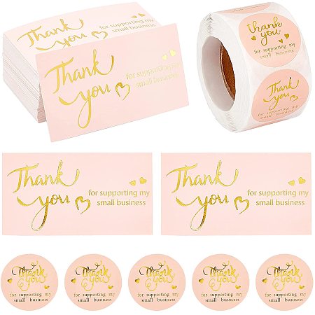 Pandahall Elite 600pcs Thank You Stickers Self Adhesive Label Stickers and Thank You for Supporting My Small Business Cards for Retail Store Package Insert Envelope Seals Business Owner Sellers